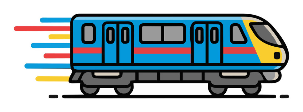 Fast monorail train speeding vector illustration. Generative AI