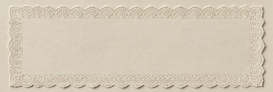Vintage beige lace border on textured paper background
