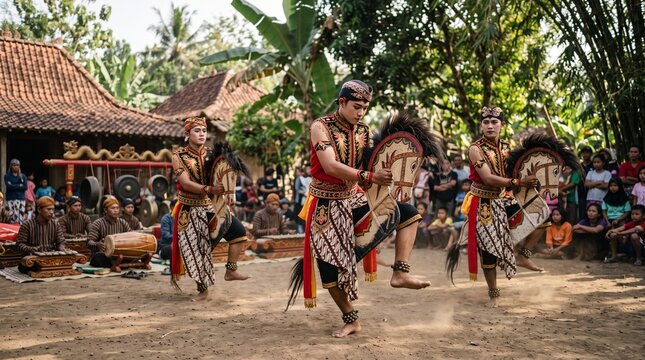 Authentic Kuda Lumping Traditional Dance Performance in Central Java Indonesia