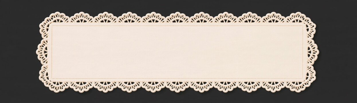 Ornate cream lace rectangular frame on dark background