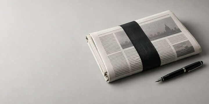 Newspaper with articles and headlines covered in black ink; concept of print media censorship, blocked information, media manipulation, and freedom of expression.
