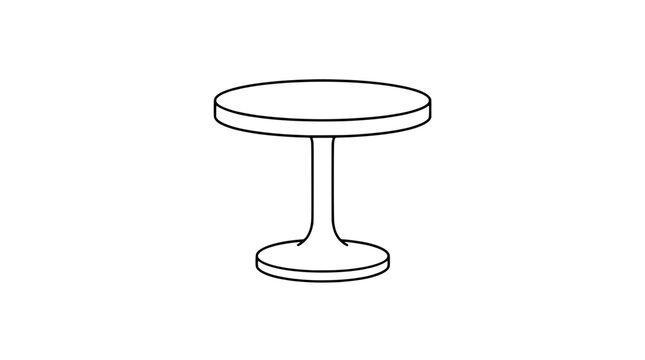 Retail Display Pedestal Stand Vector Icon - Minimalist Line Art Illustration of Round Commercial Shop Counter with Circular Top and Stable Base for Store Visual Merchandising Design