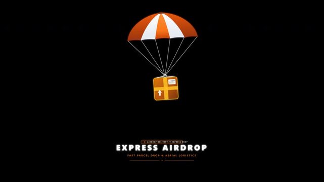 Delivery Parachute Airdrop Parachute Dropping Box From Air 4k animation