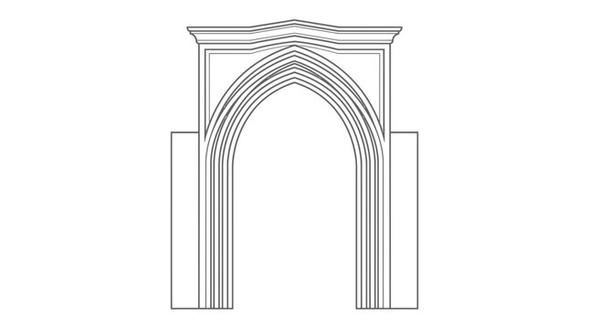 Gothic pointed arch architectural element vector illustration