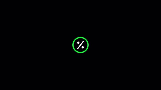 Radial Percentage Discount Badge Animation with Drawing Progress Ring and Percent Sign 4K Alpha Channel