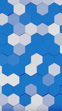 Blue and White Small Hexagon Mosaic Pattern Vertical Seamless Loop