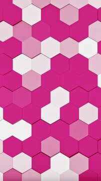Pink and White Small Hexagon Mosaic Pattern Vertical Seamless Loop