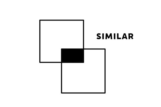 Two overlapping outlined squares with a solid black filled rectangle at their intersection, beside the word "SIMILAR" on a plain white background.