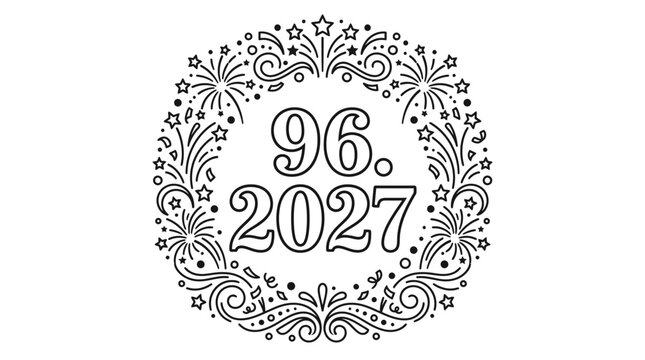 Celebration of 96 Years in 2027 Decorative Wreath Vector Illustration