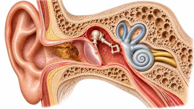 Cerumen Impaction Human Ear Anatomy Medical Illustration