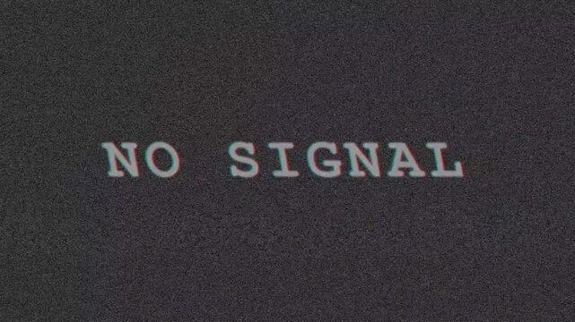 Glitchy No Signal Text on Analog Static TV Noise Background