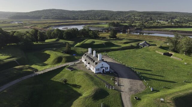 Fort Anne, Parks Canada National Historic Site - British colonial military outpost captured from the French and Mi&rsquo;kmaq Nation. Annapolis Royal, Nova Scotia MAXQUAL PRORES422HQ 4K HLG HDR BT.2020/2100