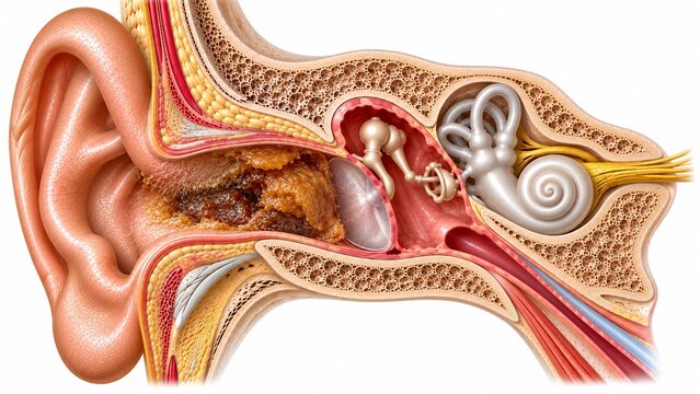 Severe Cerumen Impaction Blocking the Human Ear Canal