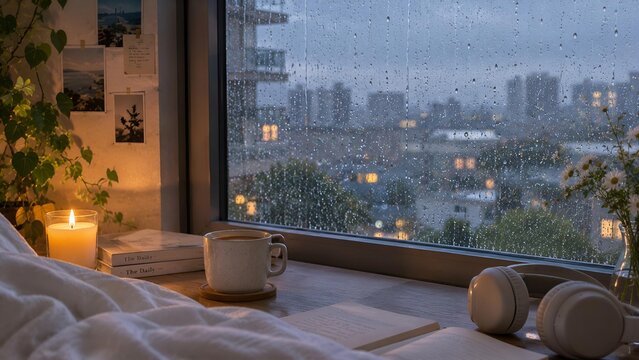 Cozy Room on a Rainy Night