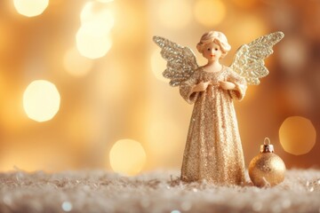 Obraz premium Angel ornament christmas representation christmas tree.