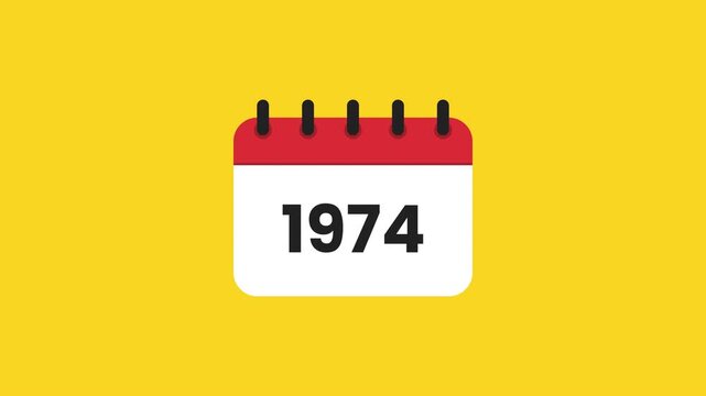 1974 Year Planner Calendar Animation with Spiral Binding and Minimal Graphic Style Prores Alpha 4K 60 fps Looping