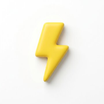Cute 3D Yellow Lightning Bolt