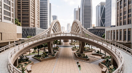 Fototapeta premium Modern Urban Bridge Architecture in City Center.