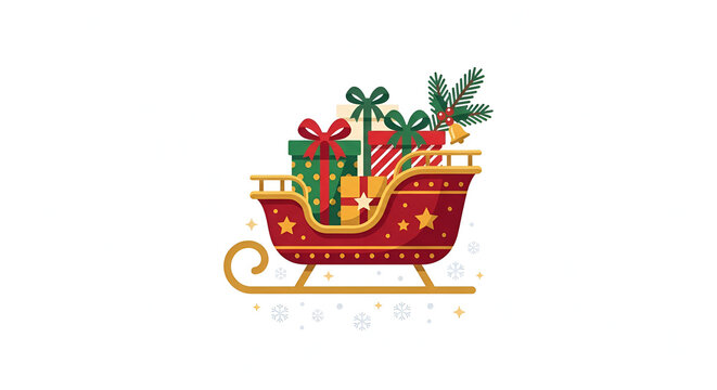 Red Christmas sleigh filled with gifts