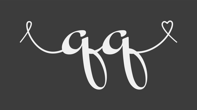 QQ initial wedding monogram calligraphy vector illustration. Hand drawn lettering q and q love logo design for valentines day poster, greeting card
