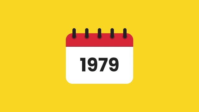 1979 Vintage Calendar Page Motion Graphic with Bold Date Card and Minimal Stationery Design Prores Alpha 4K 60 fps Looping