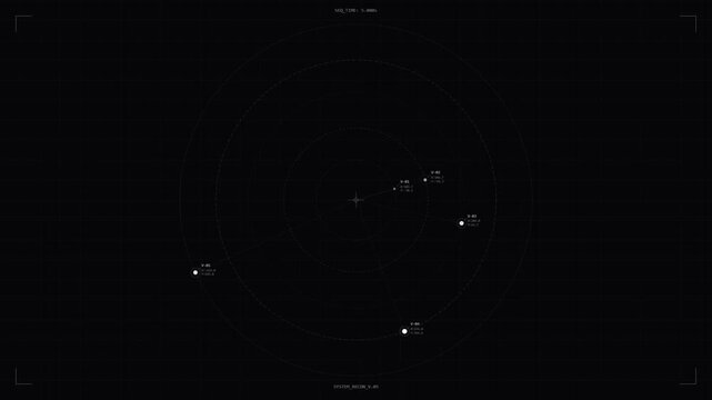 Digital Radar Interface Displaying Multiple Target Points on Black Background