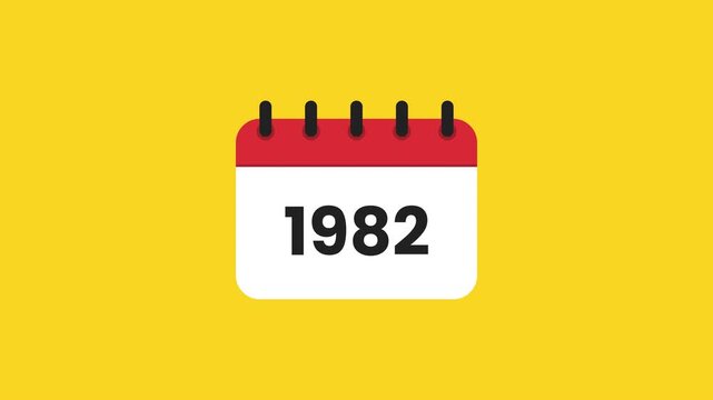 1982 Vintage Planner Calendar Motion Graphic with Red Spiral Binding and Simple Flat Illustration Prores Alpha 4K 60 fps Looping