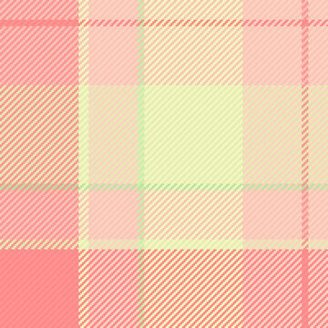 Blanket fabric pattern tartan, mockup texture vector textile. Finish plaid seamless background check in light and red colors.