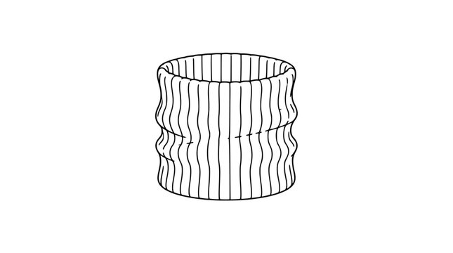 Ribbed Knit Neck Warmer Tube Snood Winter Fashion Accessory Line Drawing Vector Icon Illustration on White Background - professional high resolution commercial stock detailed commercial stock