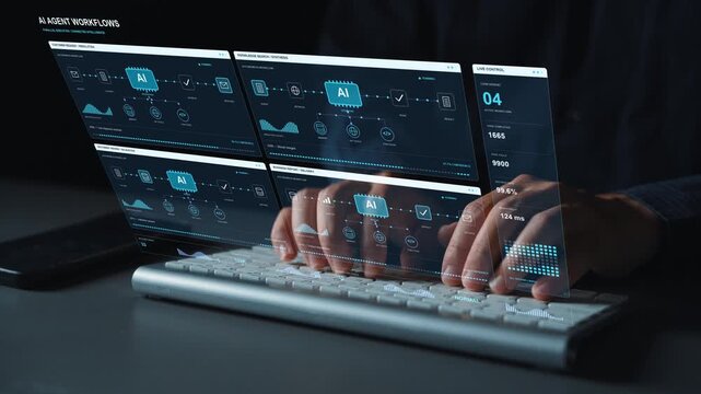 Knowledge retrieval and response synthesis operate alongside customer service tasks, illustrating coordinated automation across parallel workstreams.