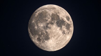Obraz premium Bright Full Moon Rises Over Dark Night Sky