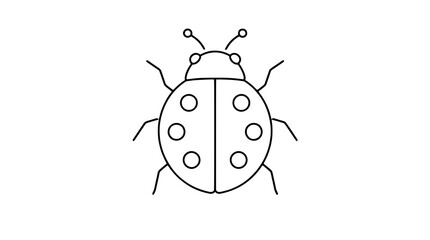 Fototapeta premium Detailed Ladybug Beetle Vector Icon Illustration Simple Black Line Drawing on White Background Hand-Traced Outline Artwork for Web Design Print Projects and Coloring Pages