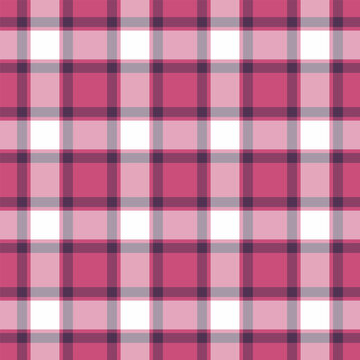 Mat seamless check background, industry plaid tartan fabric. Manufacturing textile vector texture pattern in pink and light colors.