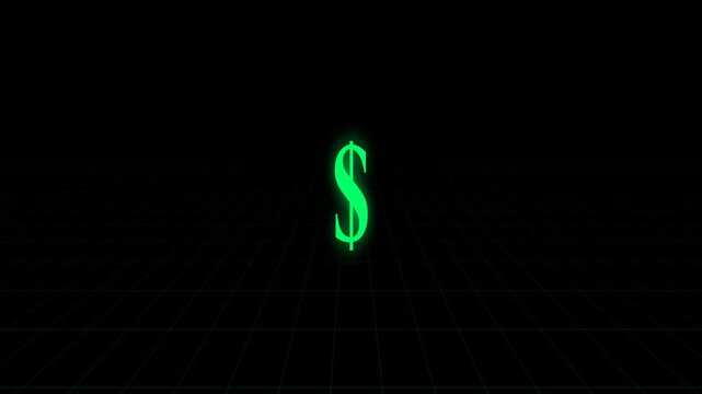 Simple motion graphic video of rotating $ logo
