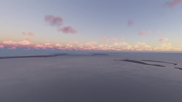 Circular aerial drone view at sunrise of Kati Thanda. Lake Eyre. South Australia. Australia