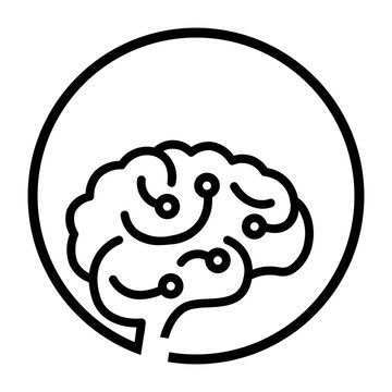 AI brain circuit line art icon symbol for artificial intelligence and technology concept