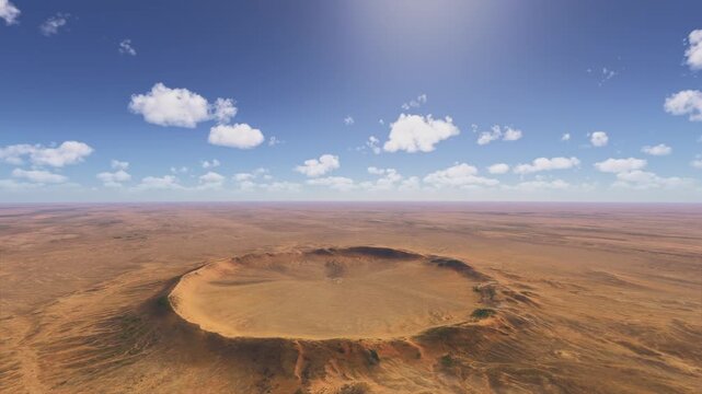 Aerial shot of Tenoumer Crater. Adrar Region in the Sahara desert. Mauritania