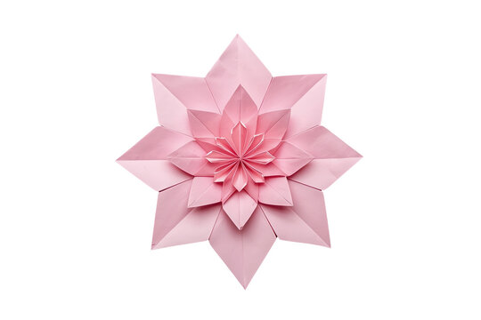 Pale pink folded paper flower viewed from above