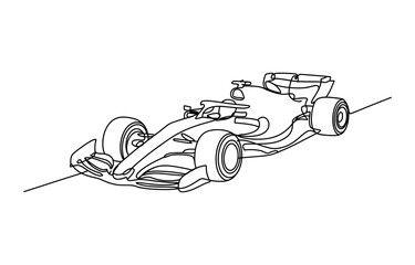 Fototapeta premium Continuous single line drawing of a fast formula one racing car