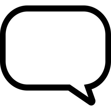 Black outline speech bubble icon, dialogue box and communication symbol isolated on white background