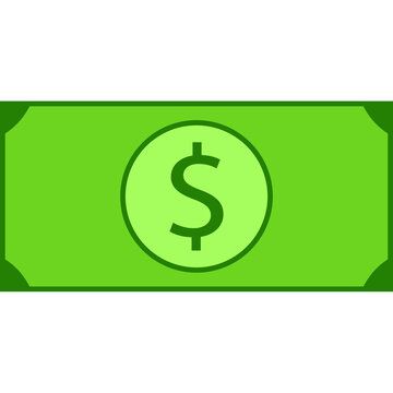 Green dollar banknote icon, flat vector symbol for money, finance, cash, and wealth concept