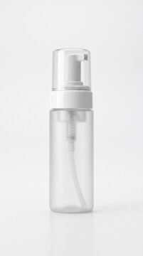 Frosted Clear Hair Mousse Bottle Mockup On White Background