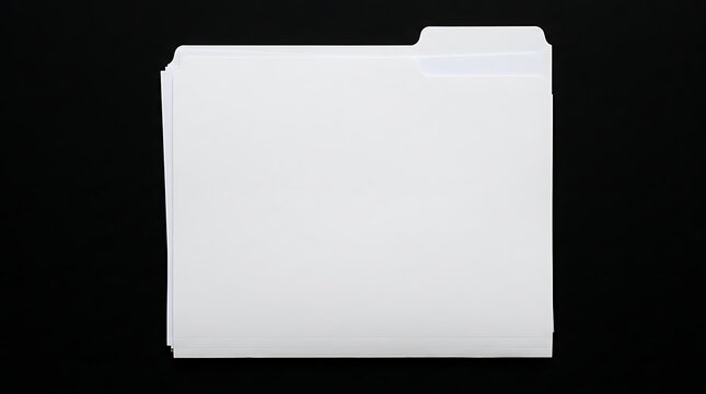 Blank White File Folder Isolated On Solid Black Background For Office Stationery And Business Document Organization Concepts