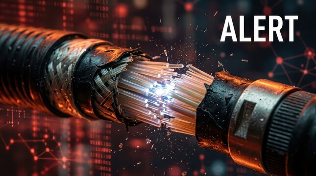 Digital alert warning on futuristic cyber security screen.