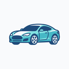 Naklejka premium Modern blue sedan car illustration.