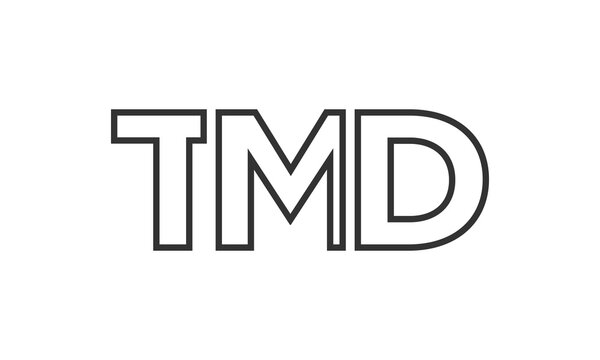 TMD logo design template with strong and modern bold text. Initial based vector logotype featuring simple and minimal typography. Trendy company identity.
