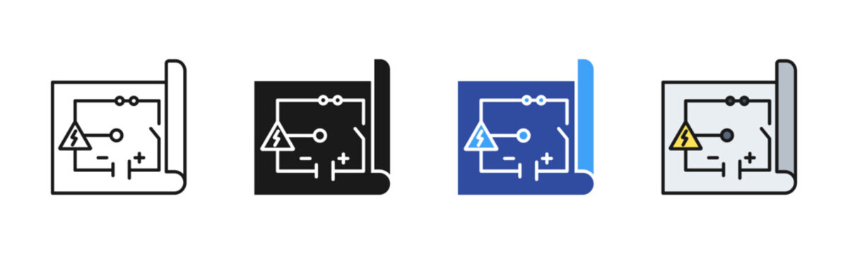 Electrical Plan icon set multiple style collection