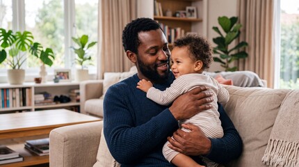 Fototapeta premium African Father Holding His Young Child