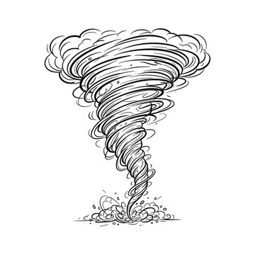 Destructive Tornado Outline Vector - Intense Swirling Storm Illustration