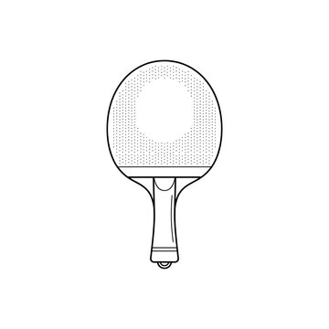 Dotted Table Tennis Racket Line Art. Ping Pong Paddle with Texture